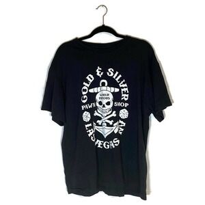 Gold & Silver Pawn Shop T-Shirt Sz XL Black Skull Dice Vegas Pawn Stars Cotton